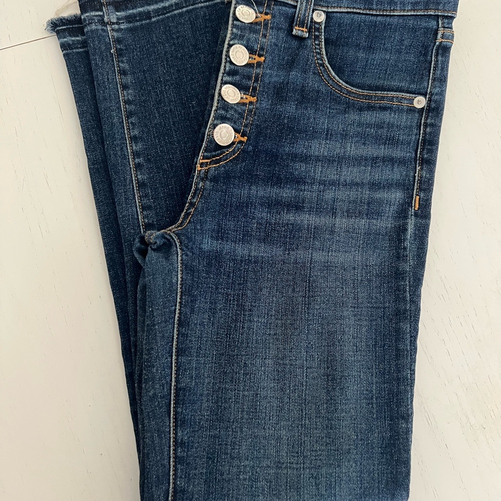 Veronica Beard Dark Blue Skinny Jeans with Button Fly